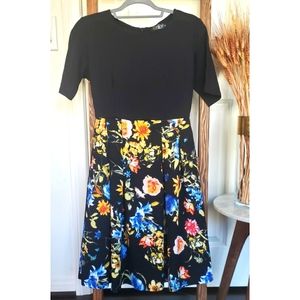 Floral color-block dress